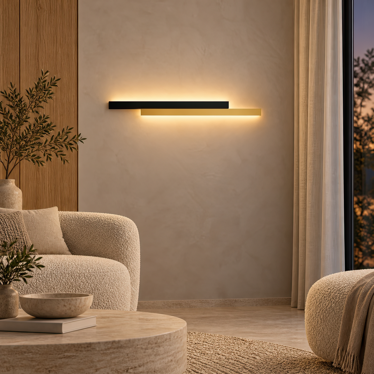 Aplica LED LINIUS 29W, 2 Elemente, Liniara, Lumina Calda/Neutra/Rece, Auriu Negru, imaginea 7