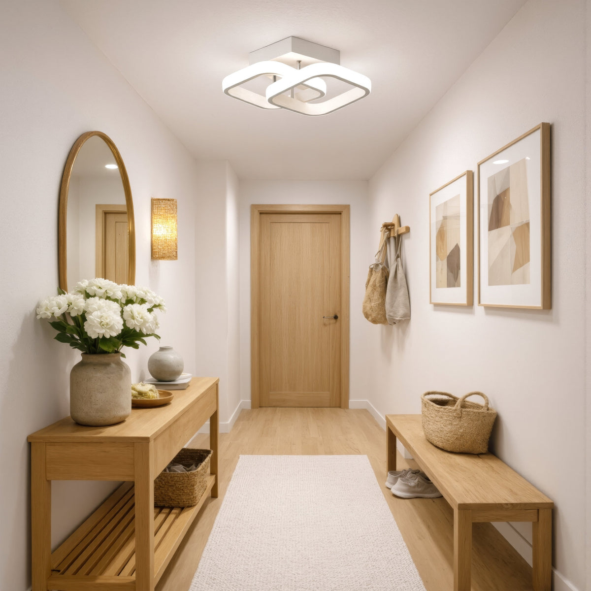 LED Chandelier VERTEX Matrix, Overlapping Rhombuses, Metal Frames, 24W, 2 Rhombuses, Cool/Warm/Neutral Light 3000K/4000K/6000K, White, imaginea 5