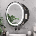 Oglinda LED cu Dulap, Rotunda, 10W, 50x50cm, Dezaburire, Rama Neagra, Spatiu de Depozitare DBP230/50X50BK