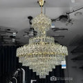 Candelabru Junnut 21xE27, Cristal si Metal, Auriu