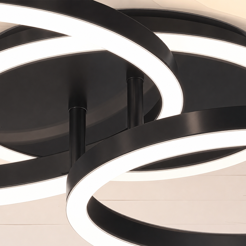 Lustra LED cu telecomanda RINOVA 66W, 2 Cercuri, lumina Rece/Calda/Neutra, Dimabila, Negru, imaginea 9