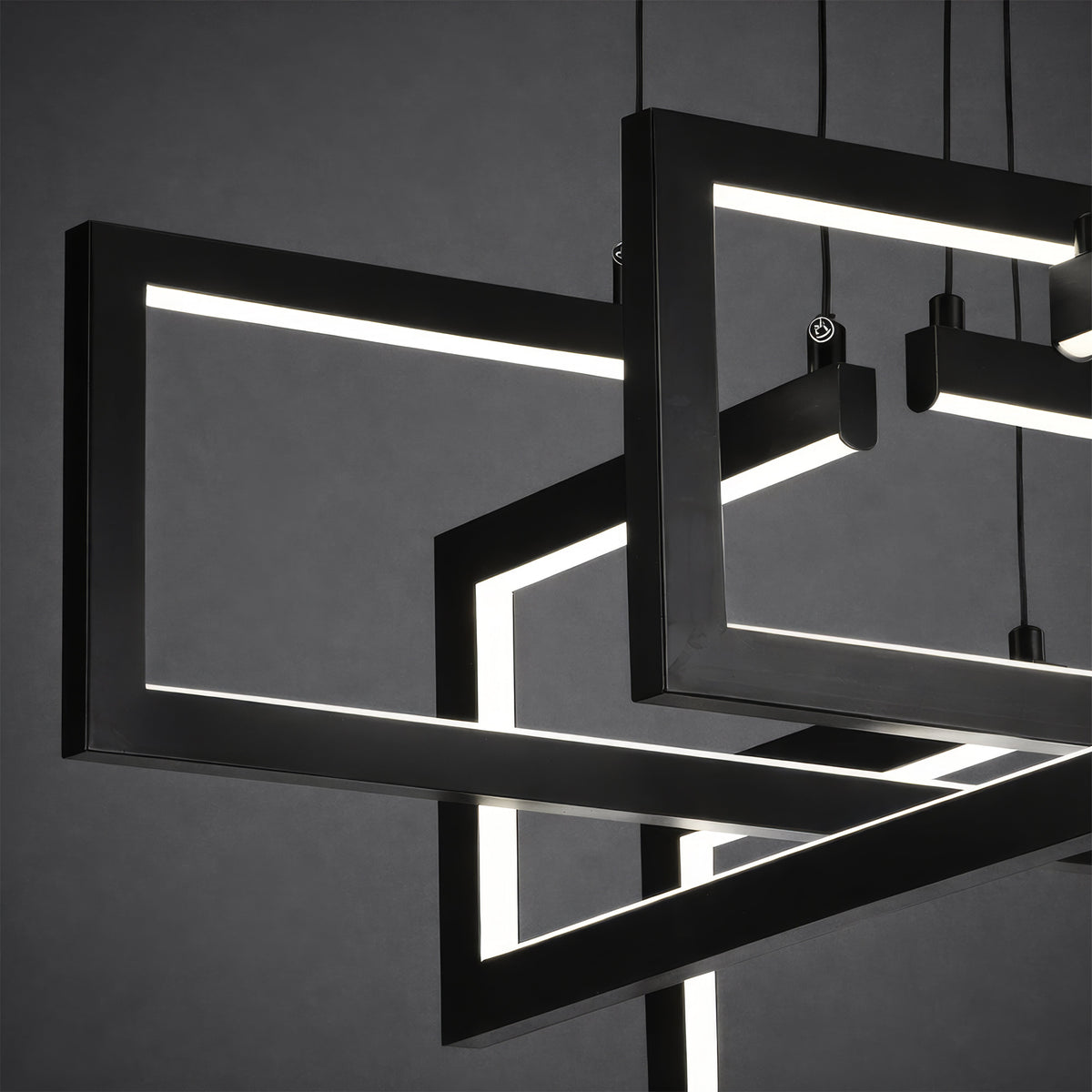 LED luster s diaľkovým ovládačom, suspenzovaný, 96 W, 4 svetlá, studené/cieple/neuterálne svetlo, dimovateľný, nastaviteľná výška, čierny, imaginea 2