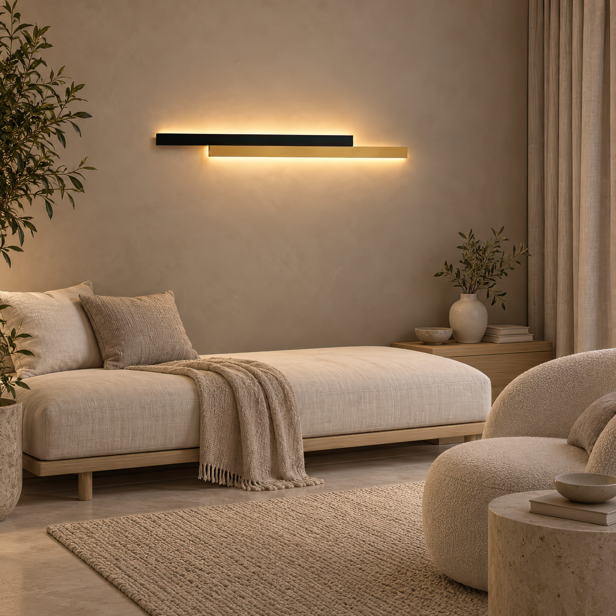 Aplica LED LINIUS 29W, 2 Elemente, Liniara, Lumina Calda/Neutra/Rece, Auriu Negru, imaginea 8