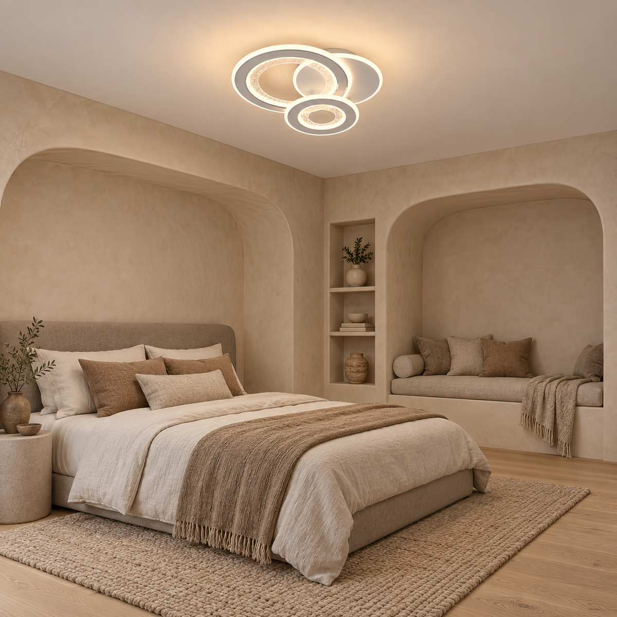 LED luster 53 W, 3 kruhy, studené/teplé/neuterálne svetlo, biela farba, imaginea 8