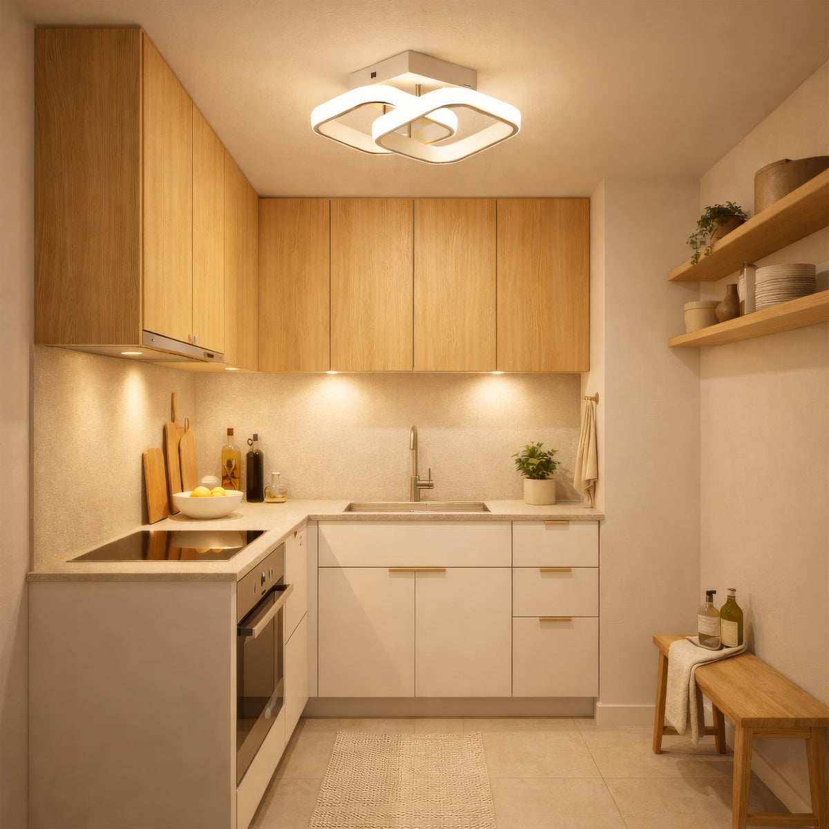 LED luster VERTEX Matrix, Prekrývajúce sa romby, Kovové rámy, 24 W, 2 romby, Studené/Teplé/Neutrálne svetlo 3000 K/4000 K/6000 K, Biela, imaginea 8
