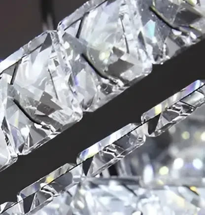 Lustra LED suspendata cu telecomanda si cristal PRISM ANTEA 57W, 2 Cercuri, lumina Rece/Calda/Neutra, Dimabila, Crom Lucios, Inaltime Reglabila, imaginea 6