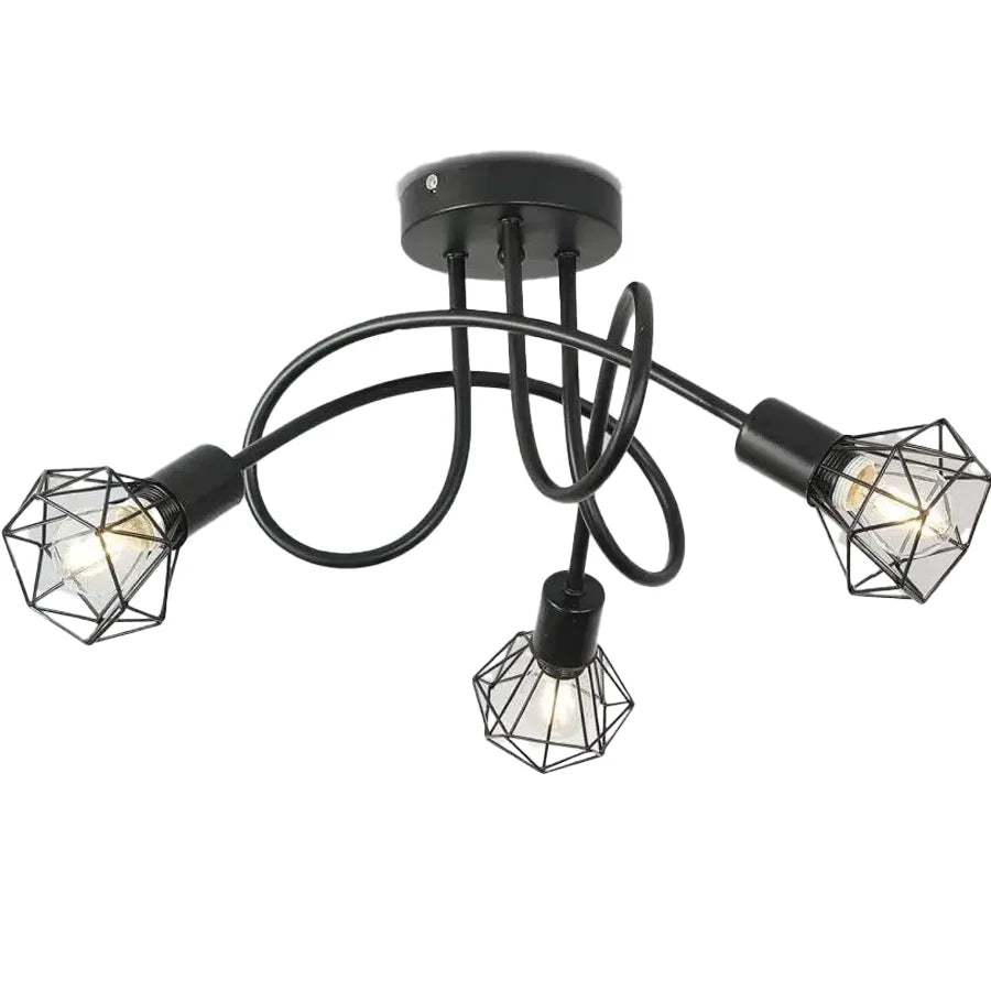 Lustra Shion 3xE27, Negru, Metal, Diametru 50cm