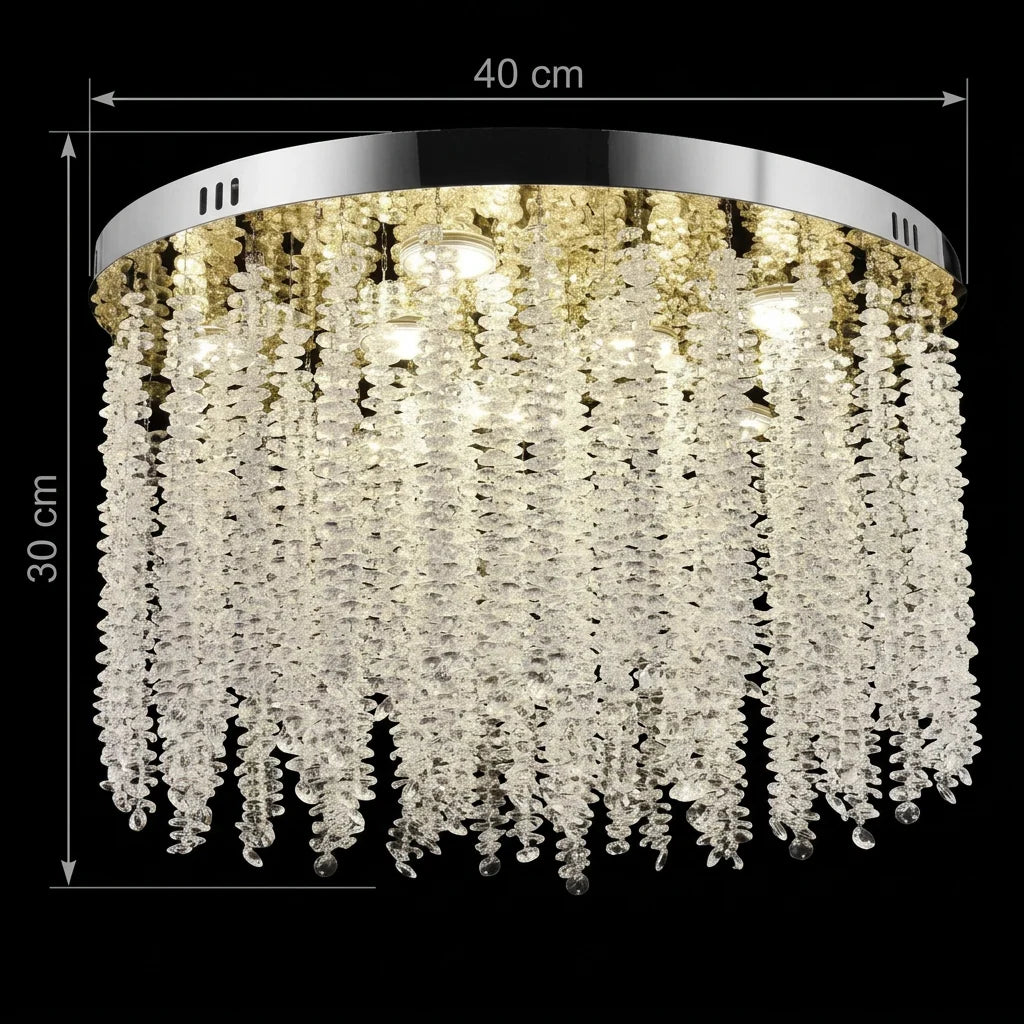 Candelabru LED Cristal LLC215/400WH Rotund, 22W, Lumina Rece/Calda/Neutra, Cristal, Auriu