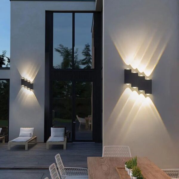Aplica LED AX232, Exterior, 8 Surse, 8W, Negru, 3000K