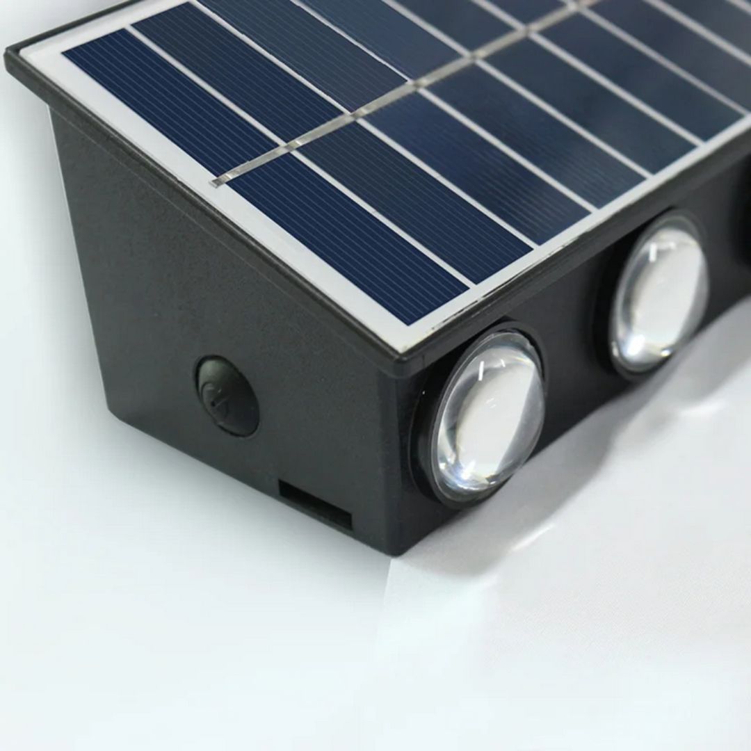 Solaris Outdoor LED Wall Light, 8 Light Sources, Warm Light, Black, imaginea 5
