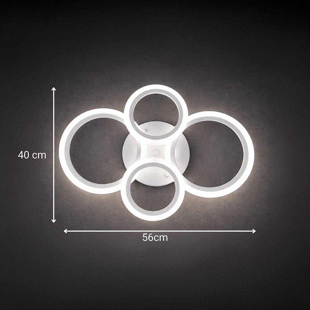 LED Chandelier with Remote Control BETTY 43W, 4 Rings, Cool/Warm/Neutral Light, Dimmable, White, imaginea 14