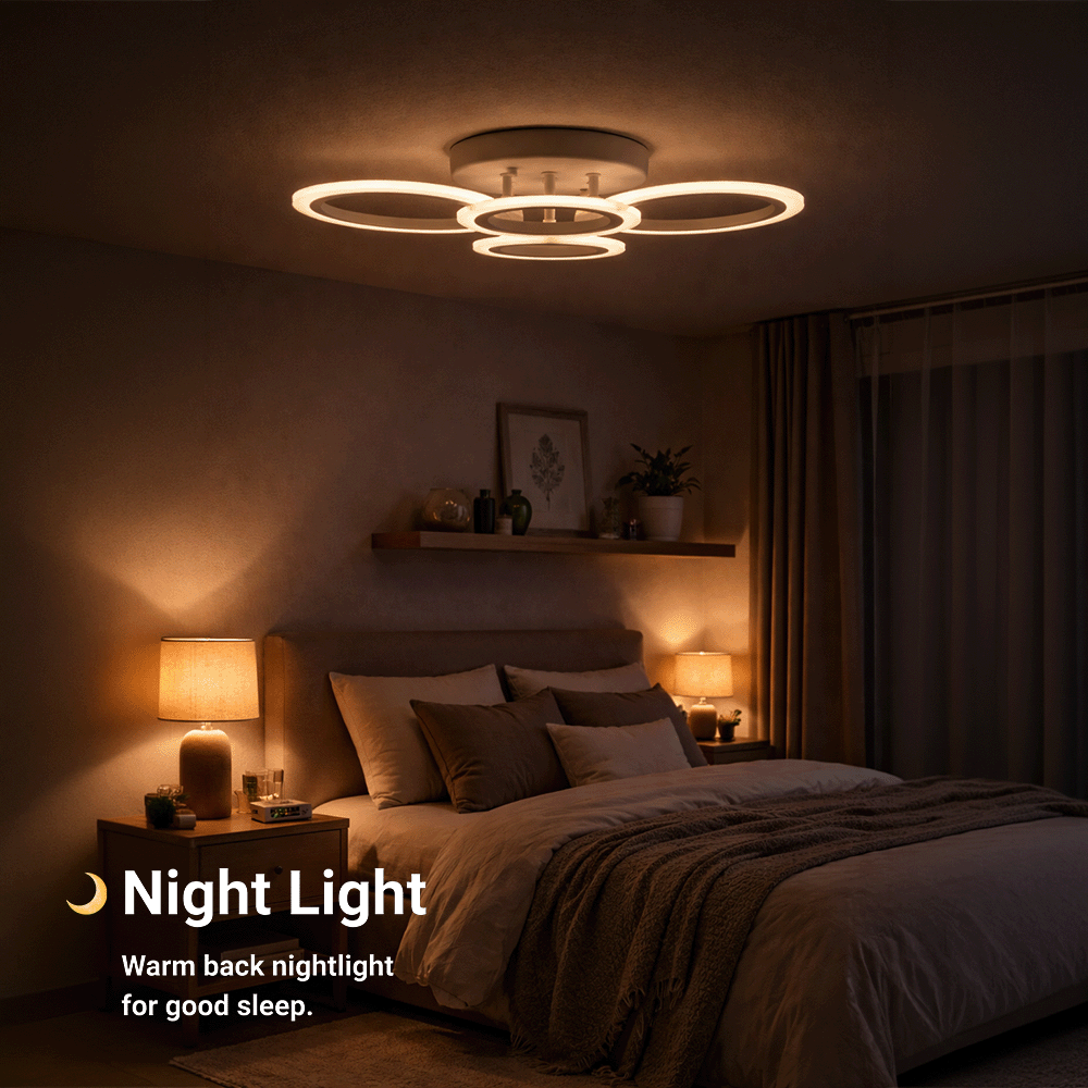 Lustra LED cu telecomanda  BETTY 43W, 4 Cercuri, lumina Rece/Calda/Neutra, Dimabila, Alb, imaginea 4