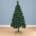 Decorațiune Brad Artificial MANIITSOQ, 150 cm, 130 vârfuri, Suport Metalic, Plastic, Ace Verzi cu Vârfuri Albe