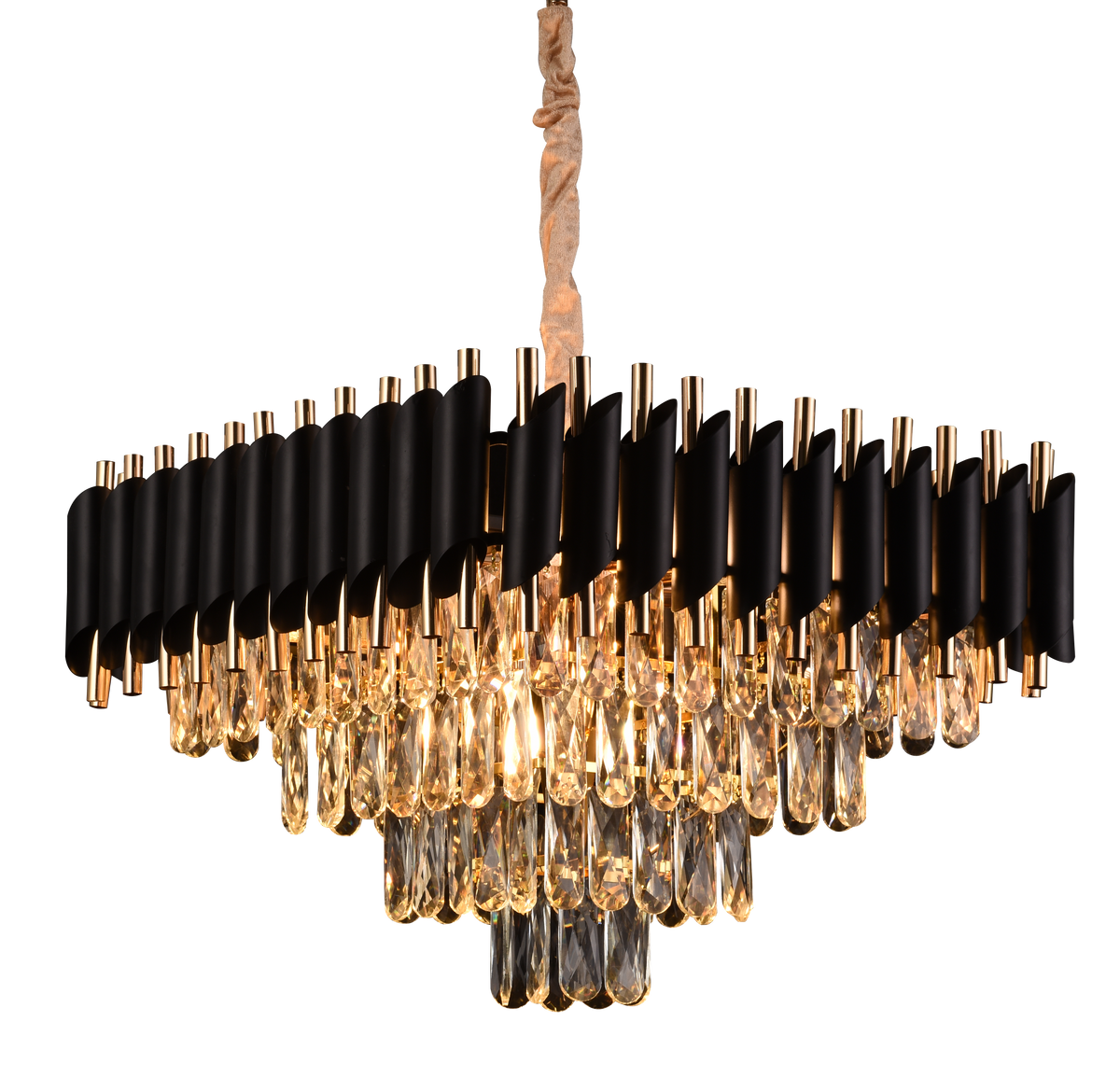 Candelabru Cristal VERSAILLES Nobile 5xE14, Diametru 38cm, Inaltime 35 cm Reglabila, Auriu, Negru, Metal, Cristal