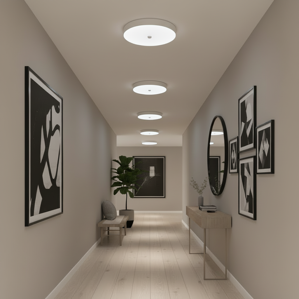 Plafoniera LED PL8001, D22cm, 8W, Lumina Rece 6000k, Plastic, Alb