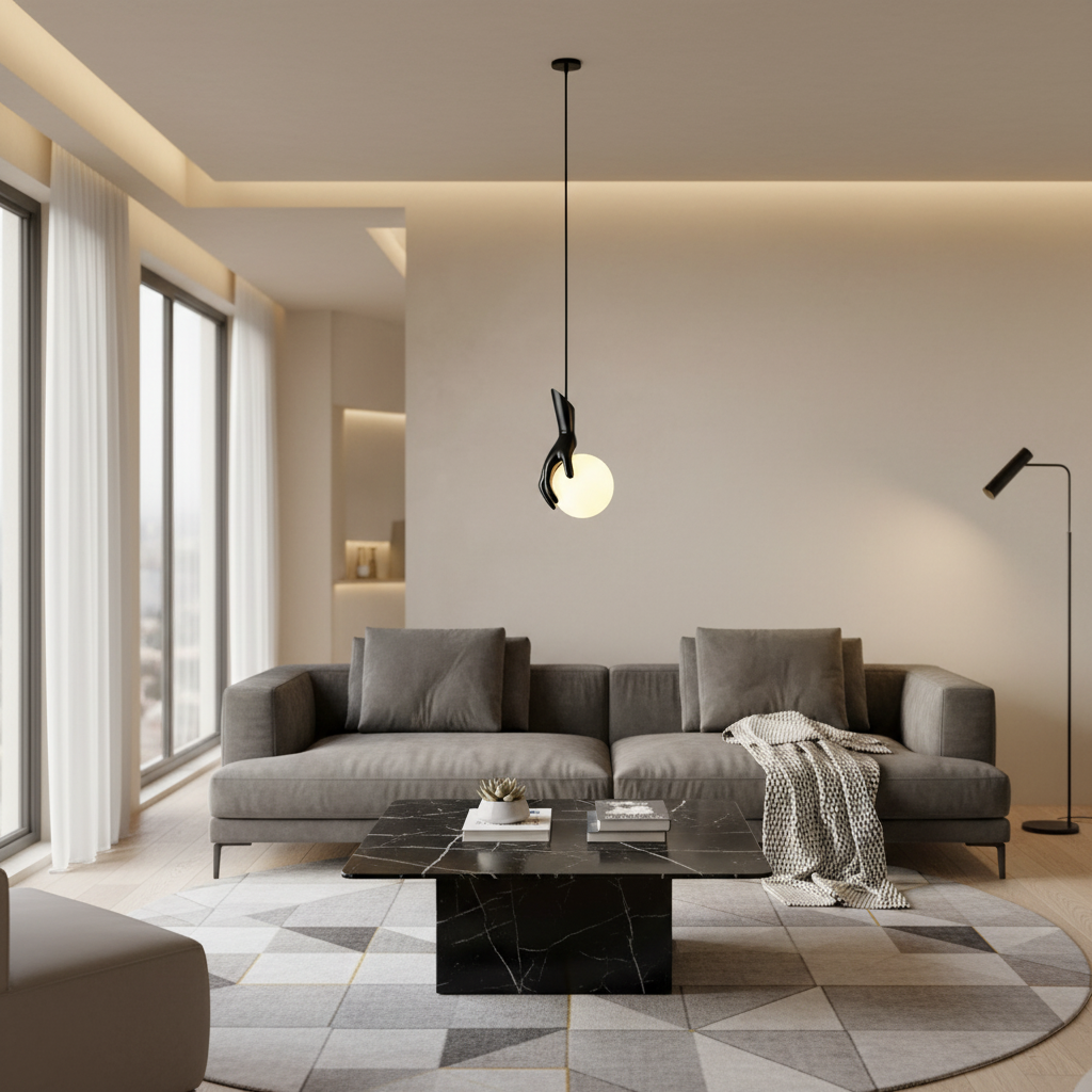 Aplica LED Decorativa MANOS, 13x120cm, 1xG9, Sticla si Resina, Negru