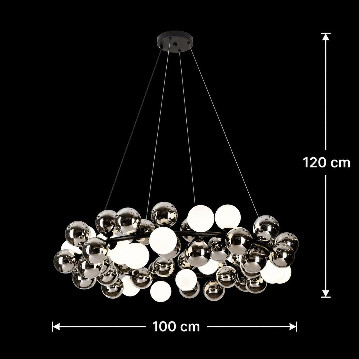 Lustra Suspendata MUSSEL Supremo, D100cm, 13x G9, Crom Lucios, Metal si Sticla