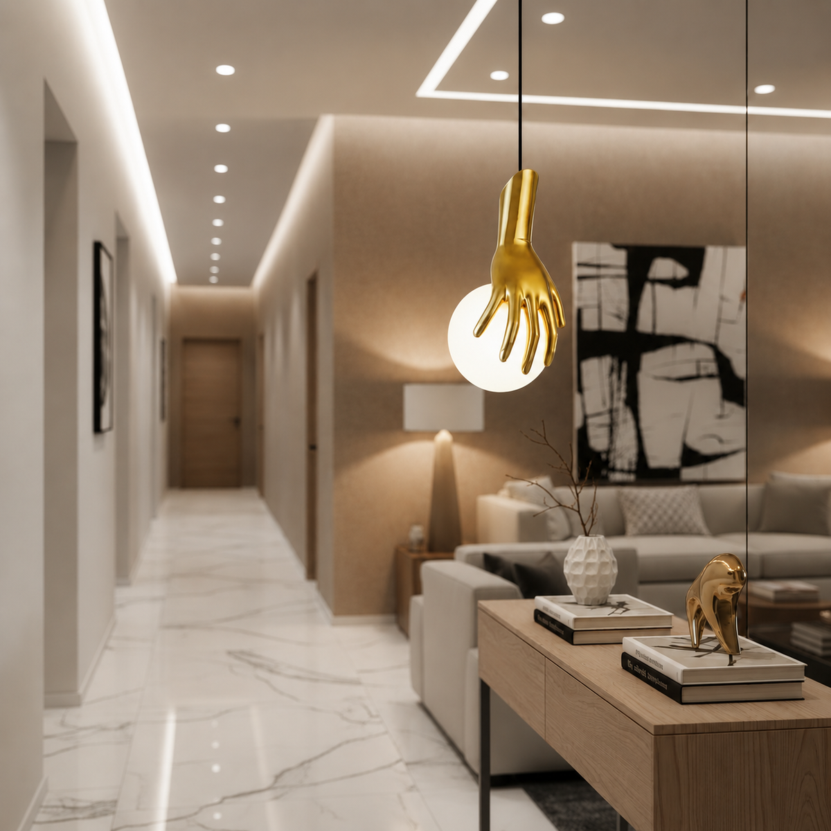Aplica LED Decorativa MANOS, 13x120cm, 2xG9, Sticla si Resina, Auriu