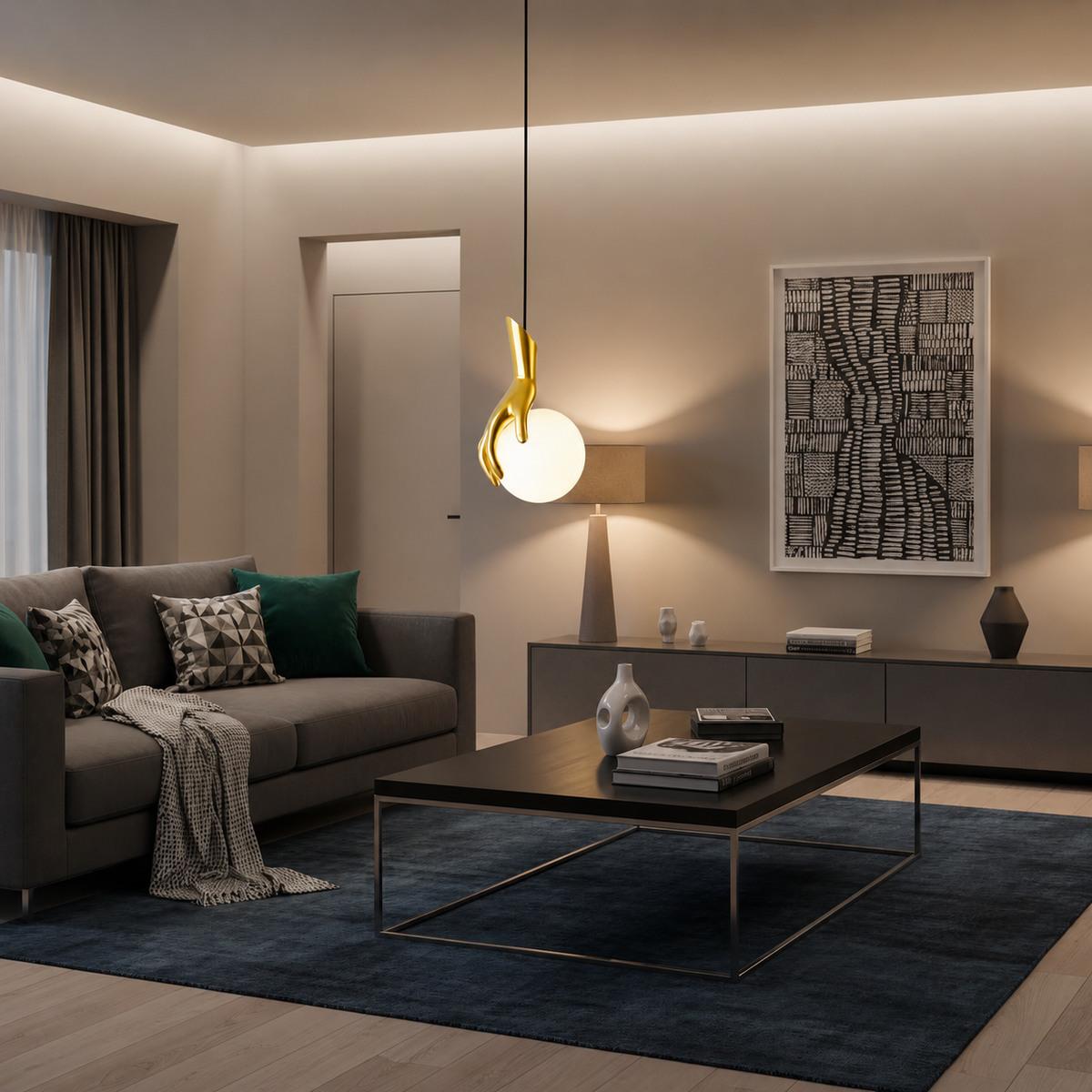 Aplica LED Decorativa MANOS, 13x120cm, 2xG9, Sticla si Resina, Auriu