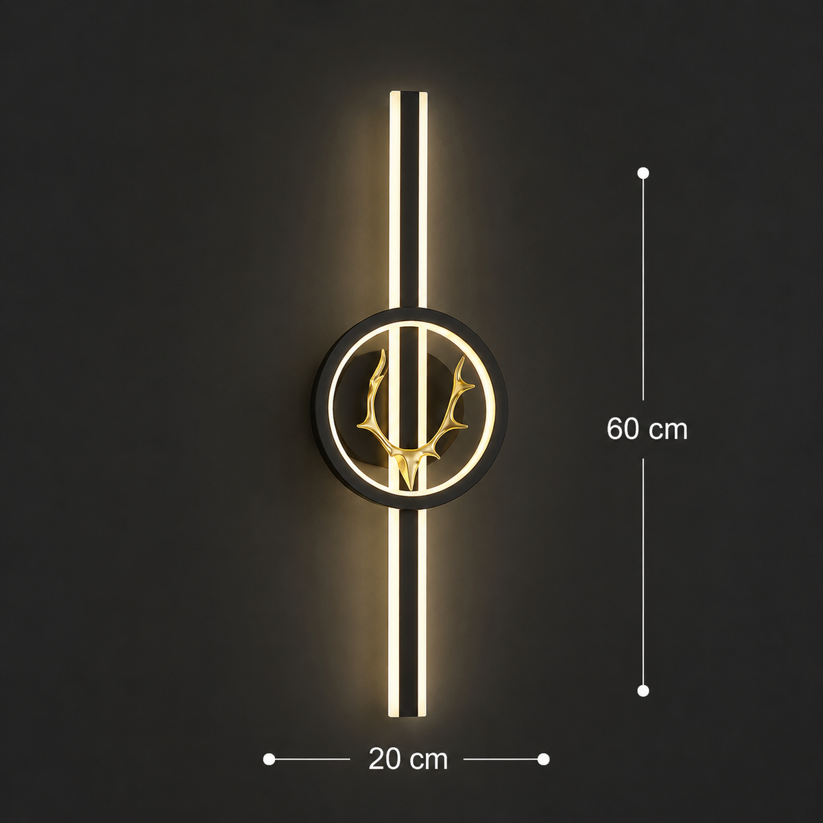 Aplica LED Decorativa CERBOS, 42W, 60cm, Lumina Calda / Neutra/ Rece, Negru, Metal si Acril