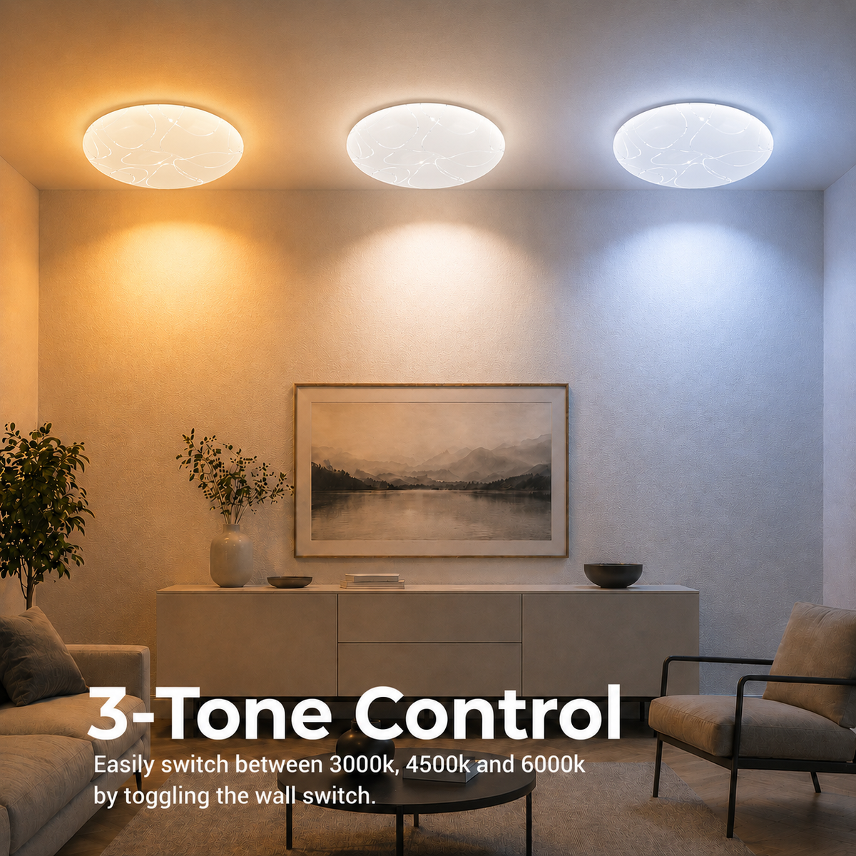 Plafonieră LED 35 cm, 31W, 3000K / 4000K / 6000K, Alb, Metal si Acril PL155/35