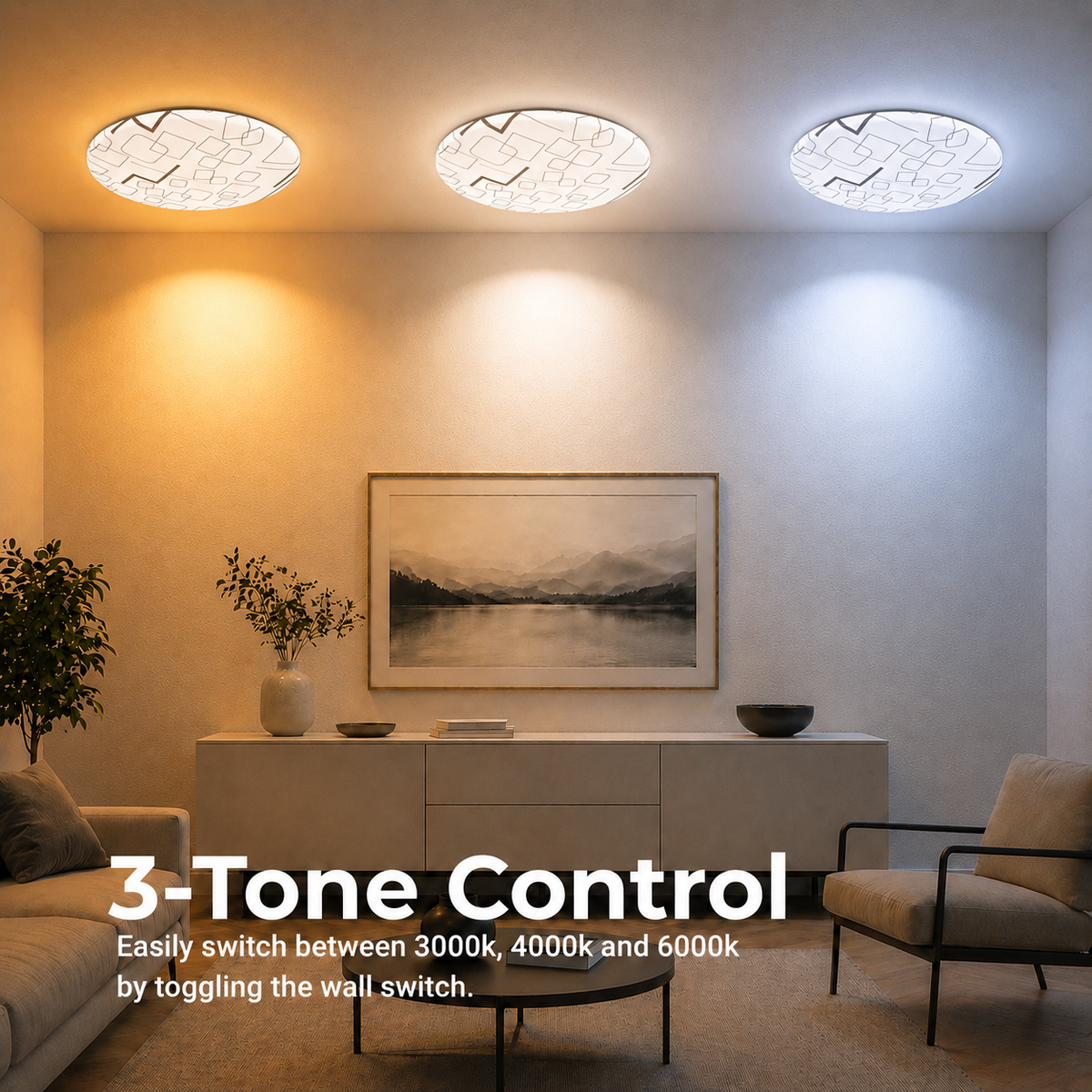 Plafonieră LED 23 cm, 22W, 3000K / 4000K / 6000K, Alb, Metal si Acril PL159/23