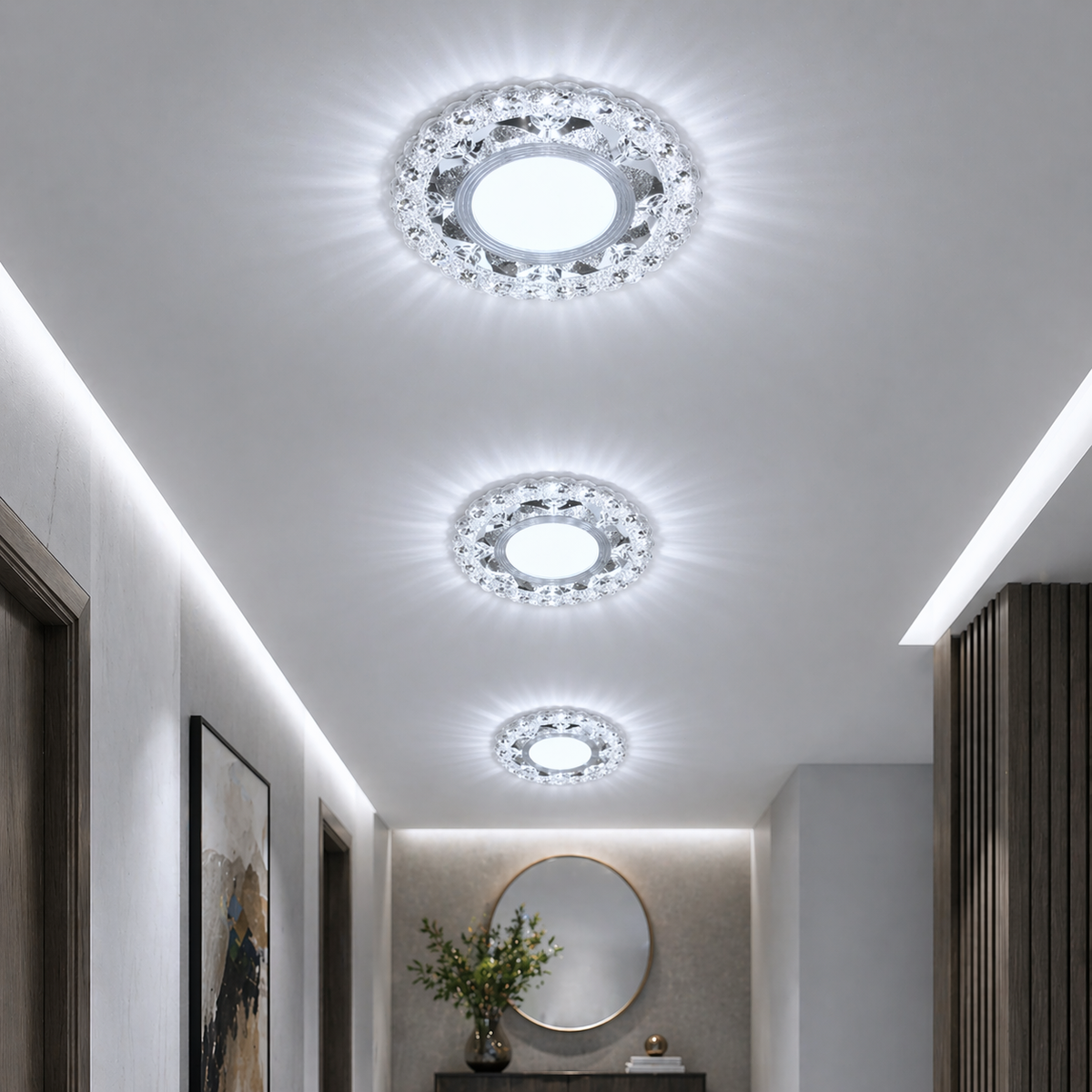 Spot LED ORBITA, 5W, Rotund, Lumina Rece + RGB, Alb, Rasina si Sticla SL304WH