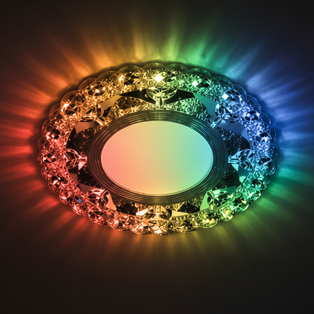 Spot LED ORBITA, 5W, Rotund, Lumina Rece + RGB, Alb, Rasina si Sticla SL304WH
