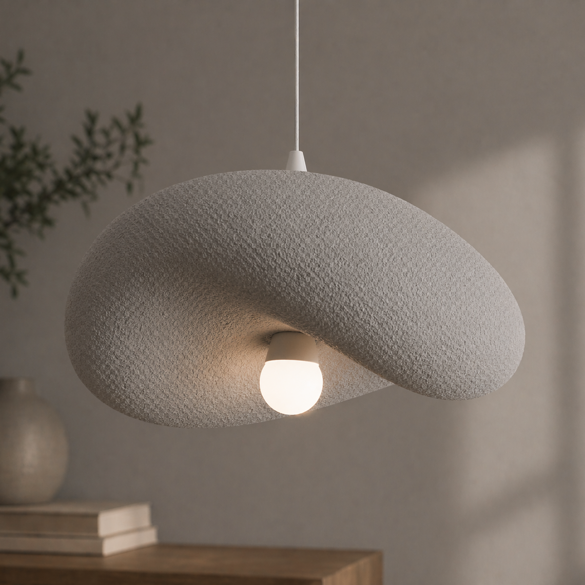 Lustra Moderna FOAMER Magno, 59 cm, Suspendata, 1 X E27, Gri, Metal si Spuma, Inaltime Reglabila