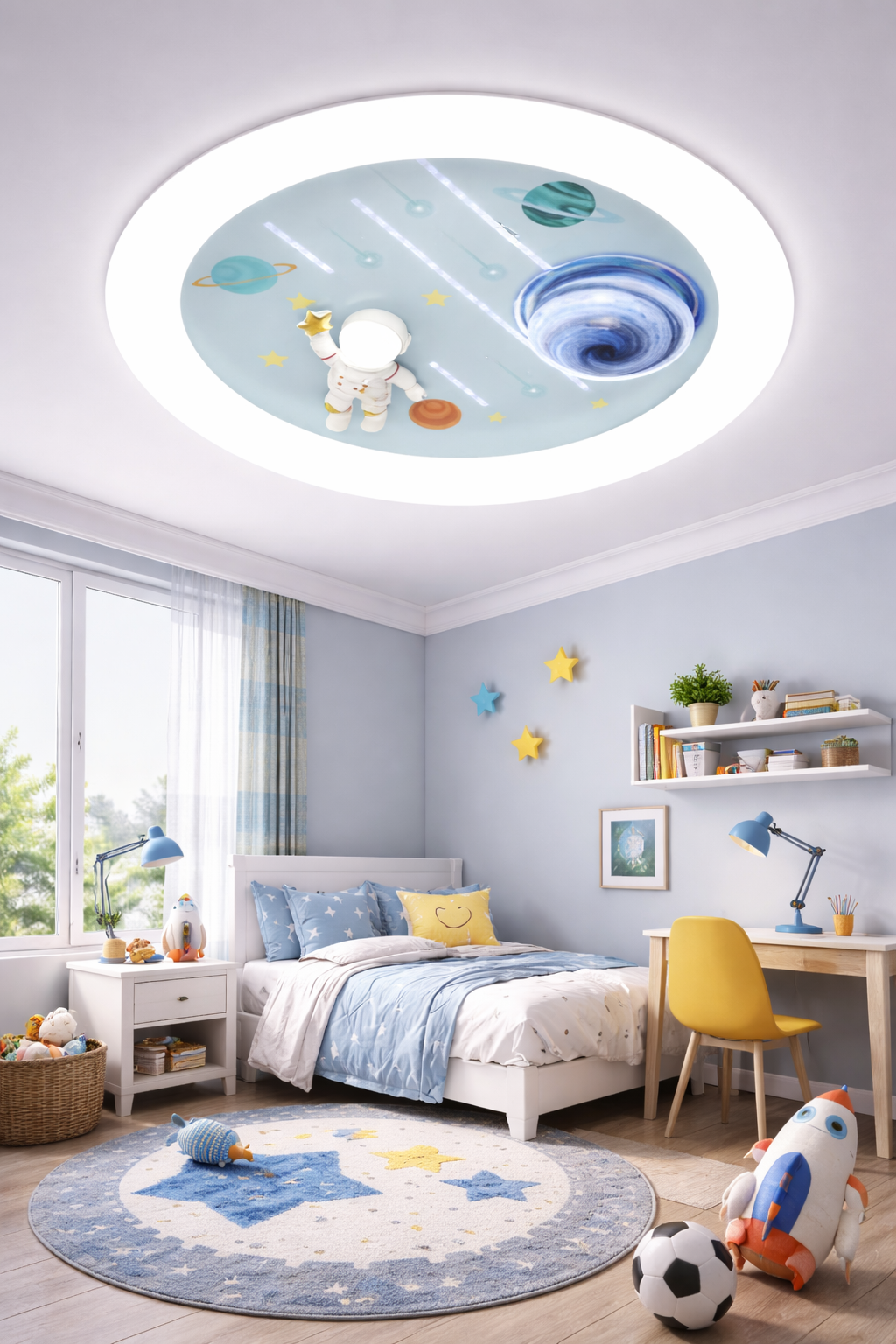 Lustra LED CONSTELATION cu telecomanda 64W, Diametru 50cm, lumina Rece/Calda/Neutra, Alb Albastru