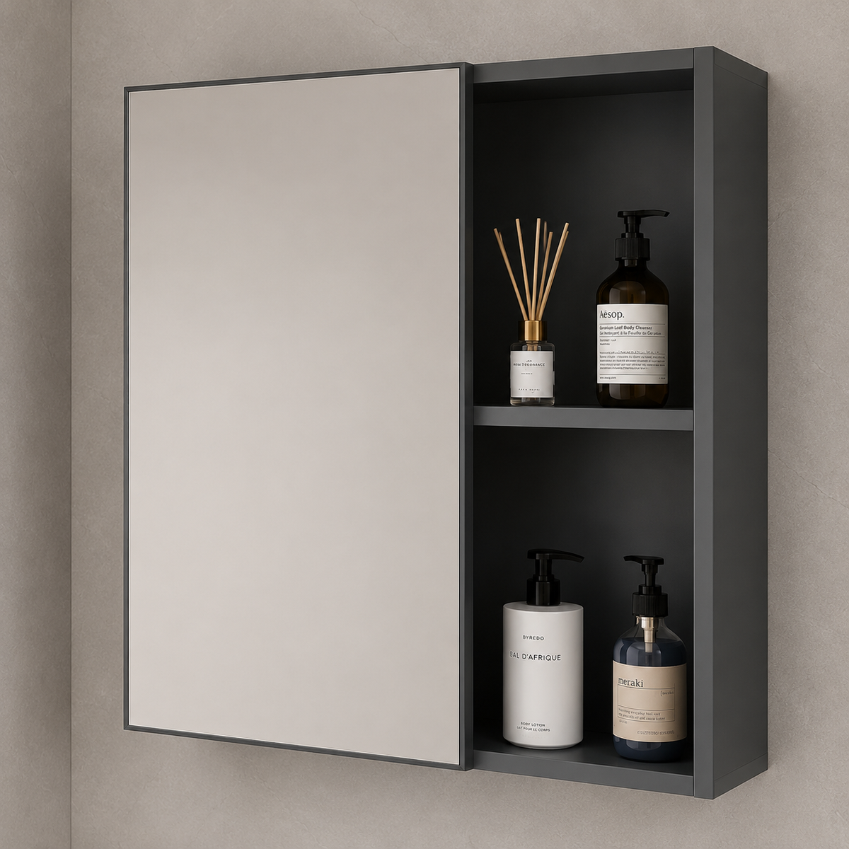 Set Mobilier EVOQ pentru Baie,Latime 70cm, 2 Piese, Gri si Alb