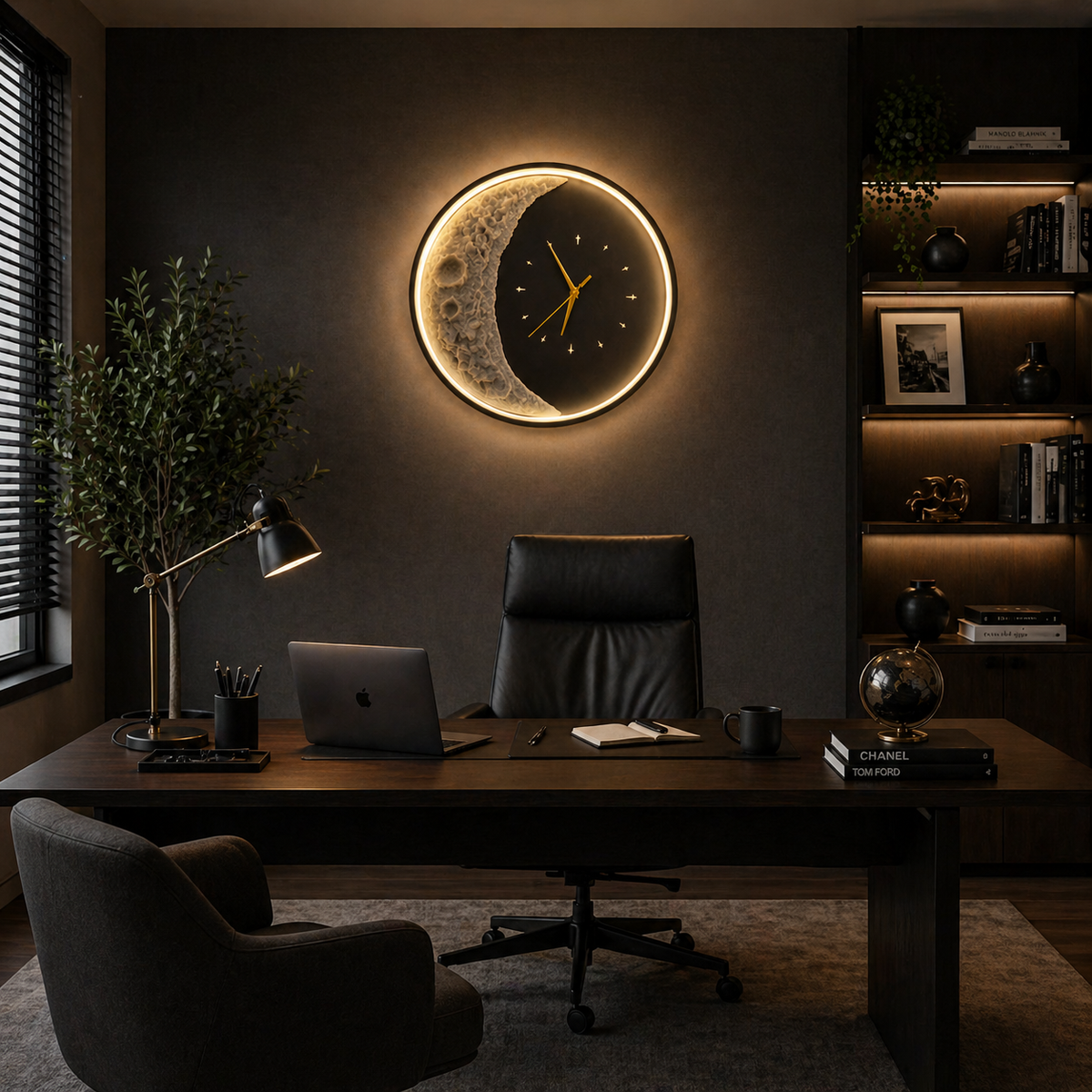 Aplica LED Decorativa Luna Diametru 40CM Lumina Rece/Neutra/Calda Black