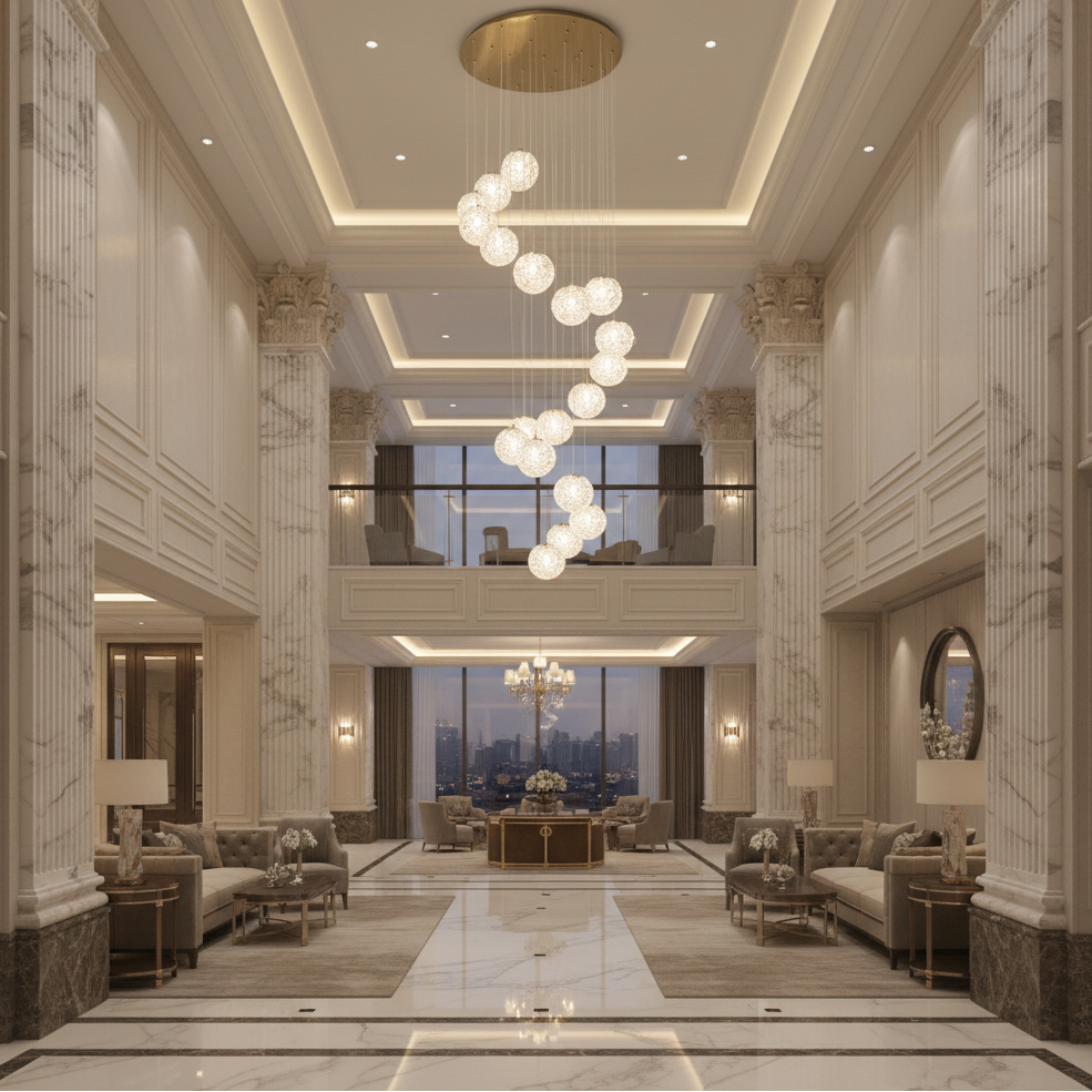 Candelabru Cristal LED MILLE, 18xG9, Diametru 60cm x Inaltime 340cm, Cristal si Metal, Auriu