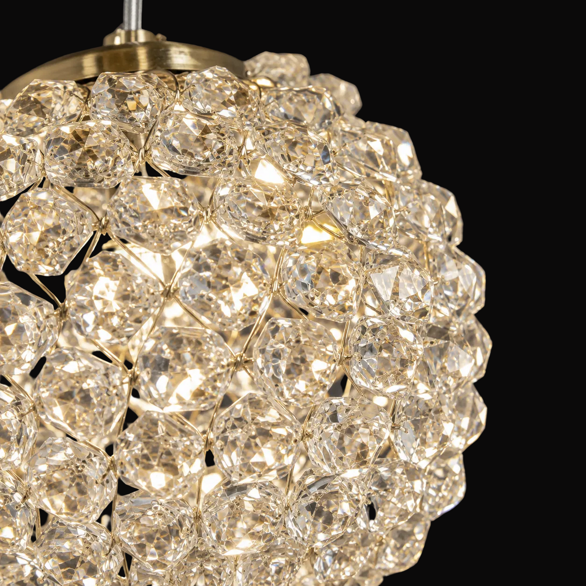 Candelabru Cristal LED MILLE, 25xG9, Diametru 60cm x Inaltime 340cm, Cristal si Metal, Auriu