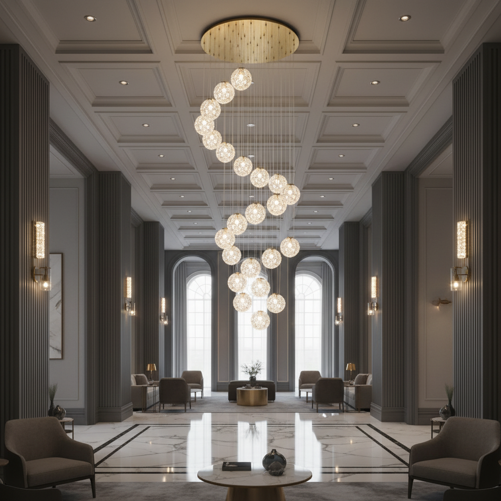Candelabru Cristal LED MILLE, 25xG9, Diametru 60cm x Inaltime 340cm, Cristal si Metal, Auriu