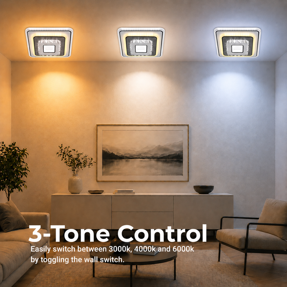LED lustr s krištáľom MITA 39 W, 20 × 20 cm, štvorcový, studené/teplé/neuterálne svetlo, biela, imaginea 5