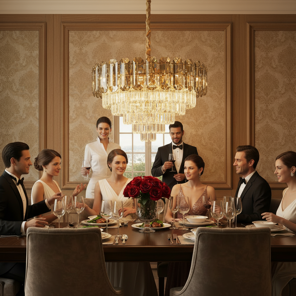 Candelabru Cristal AURUM Eleganza 9xE14, Diametru 50cm, Inaltime 35cm, Auriu Lucios, Inaltime Reglabila, Design Elegant