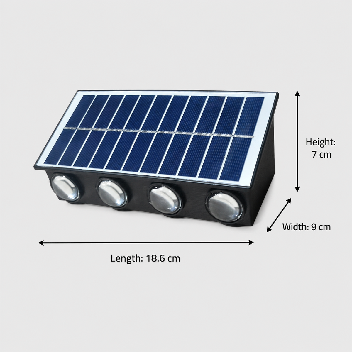 Solaris Outdoor LED Wall Light, 8 Light Sources, Warm Light, Black, imaginea 8