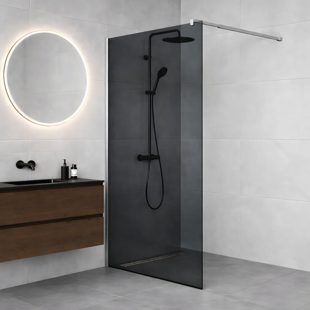 Paravan duș Walk-In 100x195 cm, sticlă securizată 8 mm, gri, profil metalic rezistent