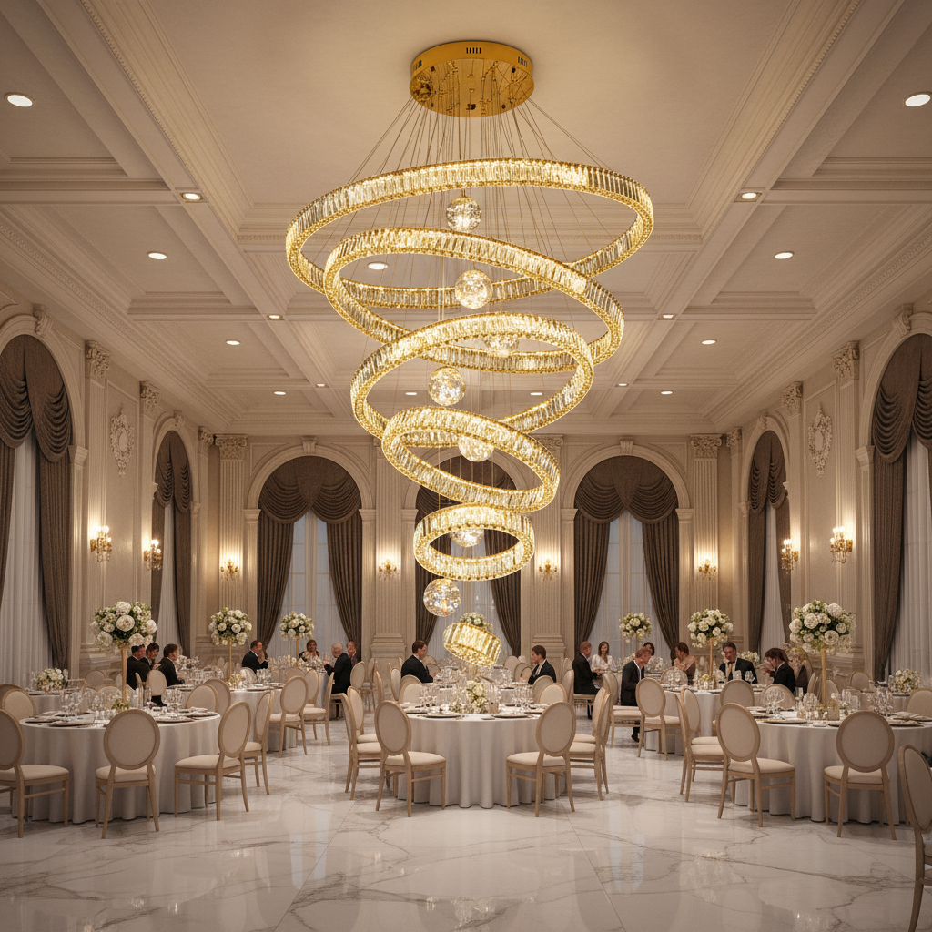 Candelabru Cristal cu Telecomanda KOLO Supremo, 120x35cm, Lumina Calda/Neutra/Rece, Auriu, Metal si Cristal