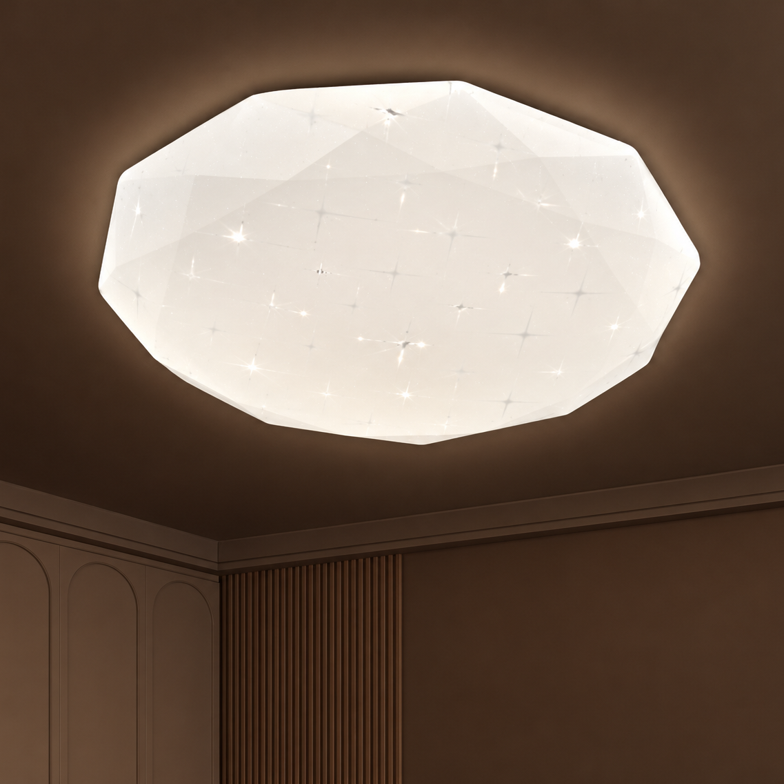 Plafonieră LED Hexagon 35 cm, 32W, 3000K / 4000K / 6000K, Alb, Metal si Acril