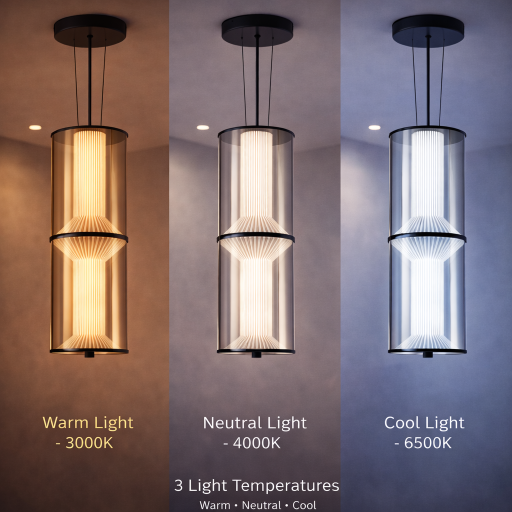 Lustra LED Suspendata cu Telecomanda 47W, Orin, 2 elemente, Inaltime Reglabila, Lumina Calda/Rece/Neutra, Negru, Metal