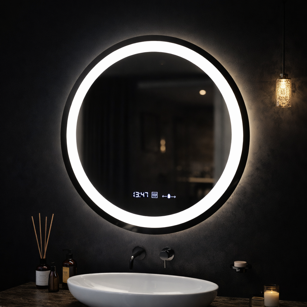 Kulaté LED zrkadlo, 70 cm, Celeste MotionGlow Marcello, systém odmlžovania, hodiny a teplomer, dimovateľné, teplé, neutrálne a studené svetlo 3000 K/4000 K/6000 K, imaginea 9