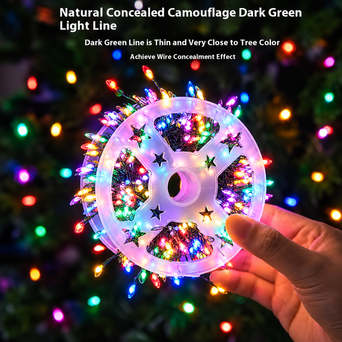 Instalatie de Craciun Liniara Tip Cluster, Lumina Multicolora, 1000cm, 300 LED-uri
