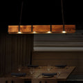 Lustra LED Vintage LV565/4, 12W, 3000K, Rustic Barn, Lemn si Metal, 100cm, Galben
