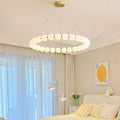Lustră Suspendată LED Acril Celeste 42W cu Telecomandă, Dimabilă, Lumina Calda/Neutra/Rece 3000K/4000K/6000K, Auriu, Metal și Acril