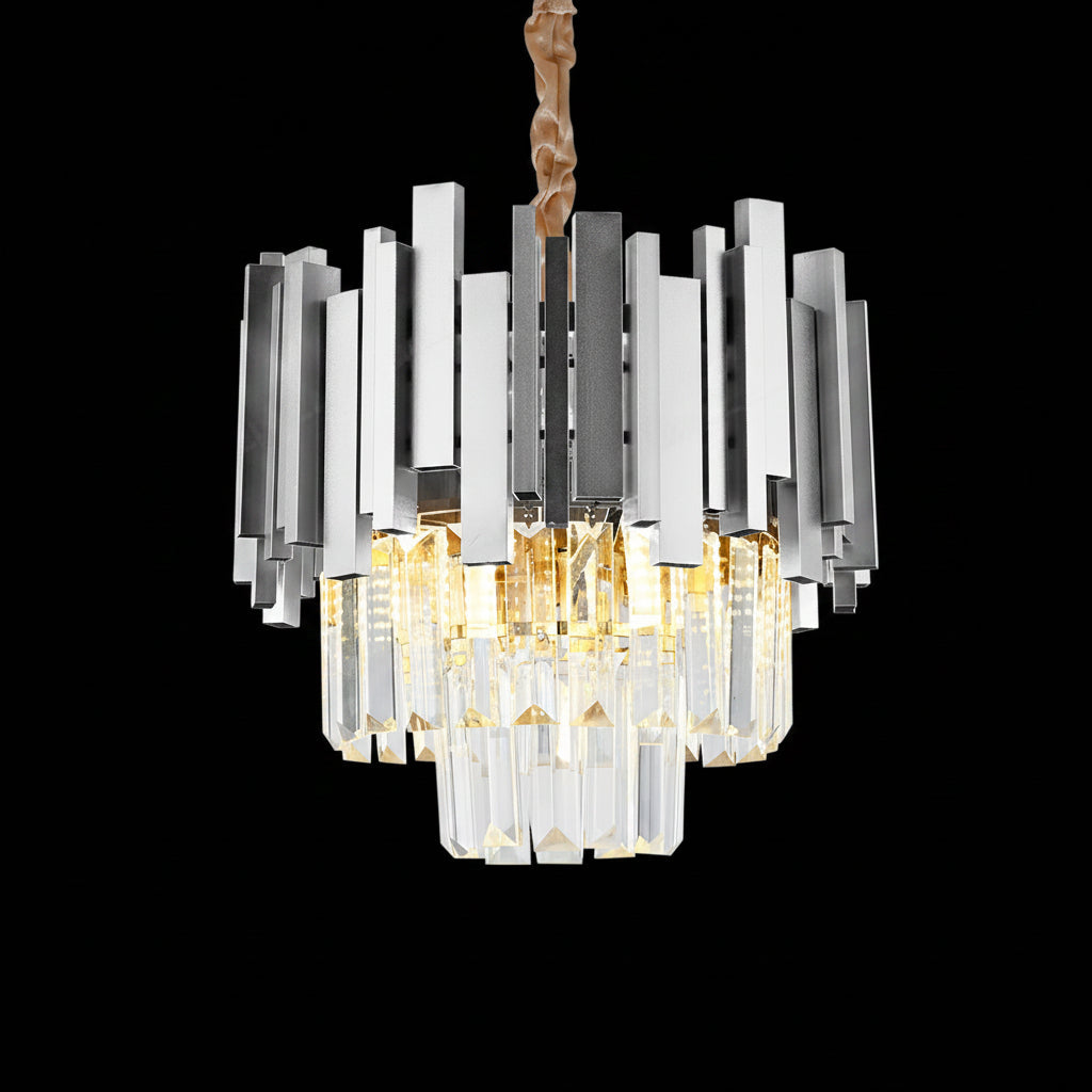 Candelabru Cristal BLOIS Nobile 5xE14, Diametru 40cm, Crom, Inaltime Reglabila