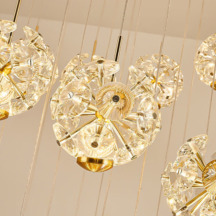 Candelabru Cristal LED KILKENNY Culmino, 144W, Lumina Neutra, Diametru 60cm, Auriu