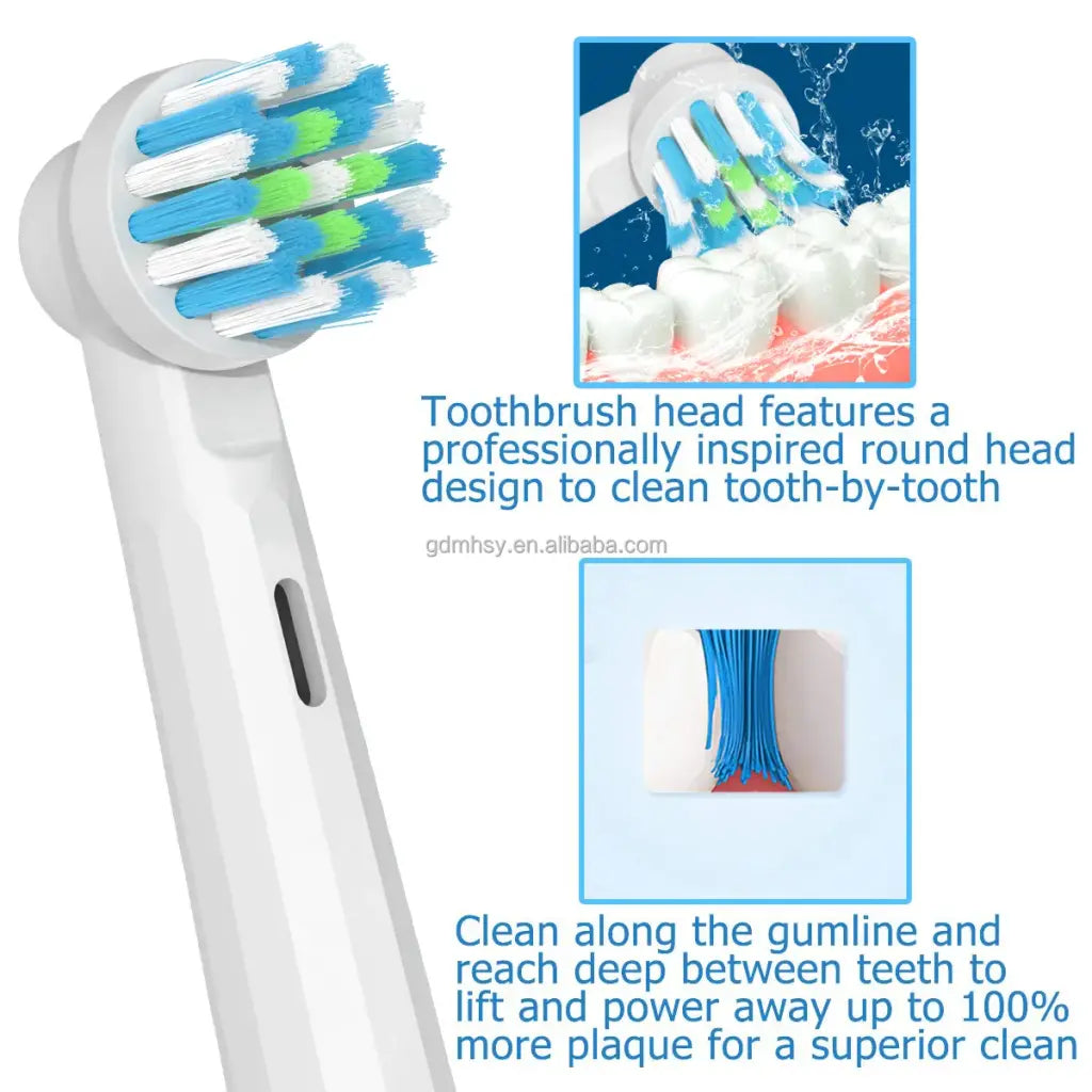 TB-20 toothbrush heads, compatible with Oral-B, Cross Action, 4 pcs, imaginea 2