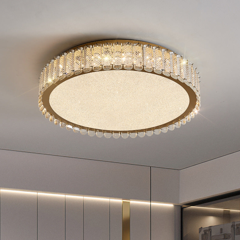 Lustra LED cu telecomanda si cristal LLC152/500CH 59W, 50cm, Cerc, lumina Rece/Calda/Neutra, Dimabila, Crom Lucios